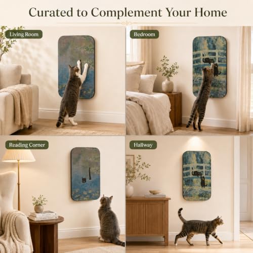2 Pack Cat Wall Scratcher, Art Cat Scratching Board for Cats - color: Pond & Bridge New