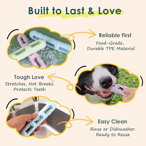 Bite & Brush Puppy Teething Chew Toy with Bristles for Small/Medium Dogs - color: Pink