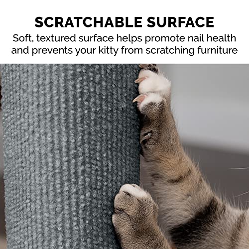 Furhaven Wrap Around Scratching Post Cover for Indoor Cats, Fits Posts Up to 3.5" Diameter, Durable & Less Mess - Tiger Tough Carpet Scratch Mat - Gray, Large - color: Scratch Post Cover - Gray, size: Large
