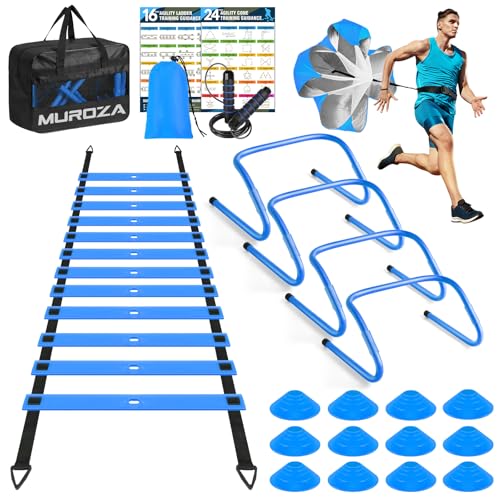 Agility Ladder, Agility Speed Training Equipment Set, 20ft Speed Ladder - color: Blue