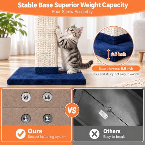 Cat Scratching Post 33 Inch Nature Sisal Scratch Post for Indoor Cats, Large Cat Scratcher Protect Your Furniture, for All Breeds Blue - color: Blue