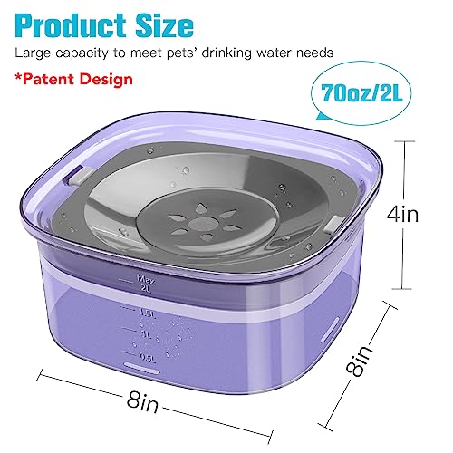 UPSKY 70oz Dog Water Bowl, No Spill Slow Drinking Feeder for Messy Drinker - color: Purple, size: 2 L