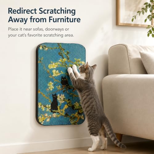 Cat Wall Scratcher, Art Cat Scratching Board for Indoor Cats - color: Almond Blossom New