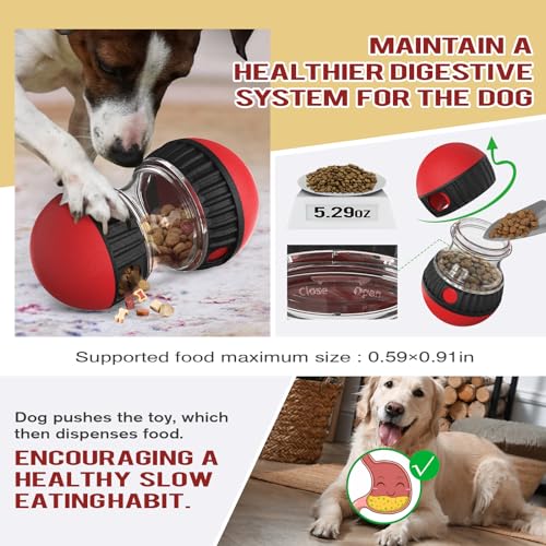 Dog Puzzle Toy Adjustable Treat Dispensing Ball ﻿Fun Slow Feeder - color: Red