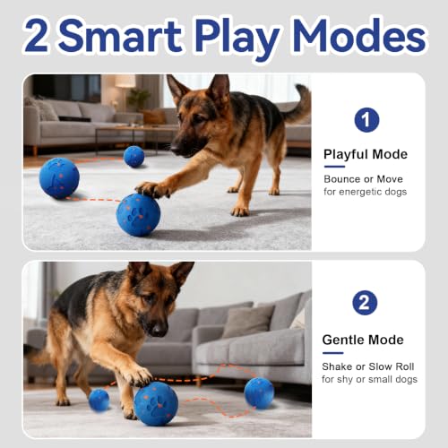 Interactive Dog Toy Ball, Smart Automatic Moving Dog Toy for Medium Large - color: Blue