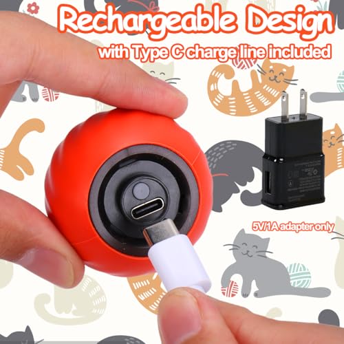 Mity rain Interactive Cat Toy Ball, Rechargeable Cat Toys for Indoor Cats - color: Orange
