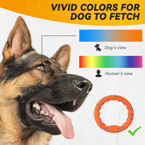FUSOTO Dog Ring Toy, Indestructible Flying Discs for Throwing Catching - color: Orange - φ9 inches