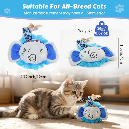 Catnip Interactive Cat Toys Plush Feather Indoor Cats Anxiety Relief - color: Elephant