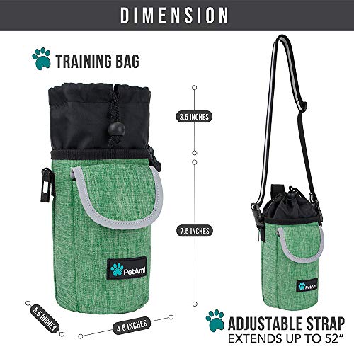 PetAmi Dog Treat Pouch, Large Hands-Free Training Bag, Green - color: Green