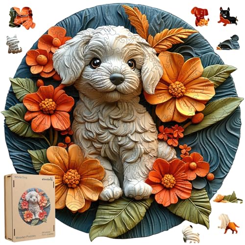 Qiuenisray Wooden Puzzle for Adults, White Dog Jigsaw Puzzle 11.1x11.2 in - color: White Dog, size: 200pcs