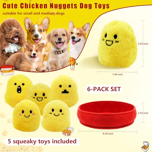 YZHDUXIU 6 Pack Chicken Nugget Squeaky Dog Toys Interactive Puppy Chew Toys - color: Yelllow Chicken Nugget