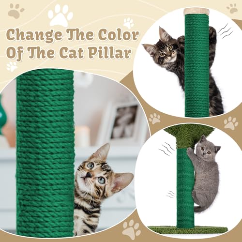 Natural Sisal Cat Rope for Posts, 1/4in ×164ft, Green - color: Green, size: 1/4in ×164ft
