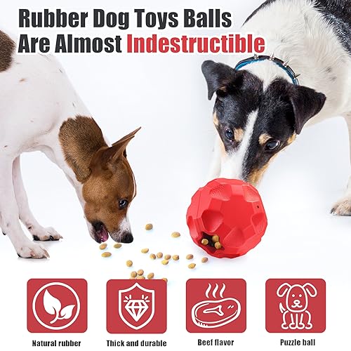 Rubber Treat Dispensing Dog Toys for Aggressive Chewers Large Breed - color: Red