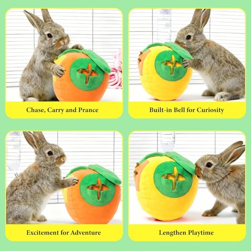 2Pcs Rabbit Foraging Toy with Bell, Snuffle Ball Enrichment Toys