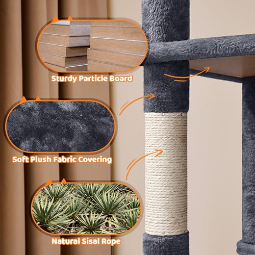 Yaheetech 59in Cat Tree Large Cat Tower with Scratching Posts, Pet Play House Climber Activity Center with Condo and Anti-Dump Device for Kittens/Cats, Dark Gray - color: Dark Gray