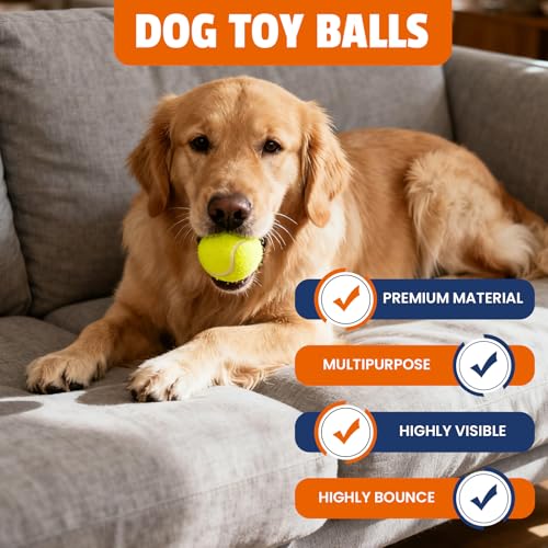 FURWEY Yellow Tennis Balls for Dogs, 2.5 inches, 16 Pack, Non Squeaky - color: yellow, size: 16P