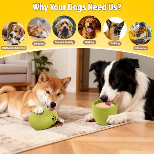 Frozen Treat Dog Toy BPA Free Silicone Dogs Slow Feeder Lick Ball, Green - color: Green