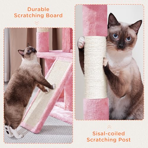 Yaheetech 36in Cat Tree Tower with Large Perch for Senior Kittens - color: Pink, size: 36in