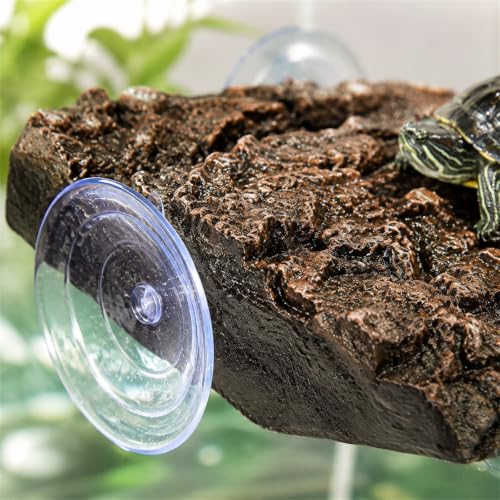 ZENFUN Turtle Basking Platform, Fish Tank Aquarium Tortoise Climbing Platform with 3 Suction Cups, Baby Tortoise Resting Terrace, Climbing Ramp Shale Reptiles Dock for Terrapins, Frogs