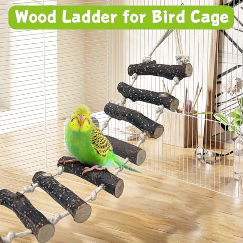 BNOSDM Bird Ladder Wooden 2 PCS Rope Bridge Climbing Chewing Toys 23.6in