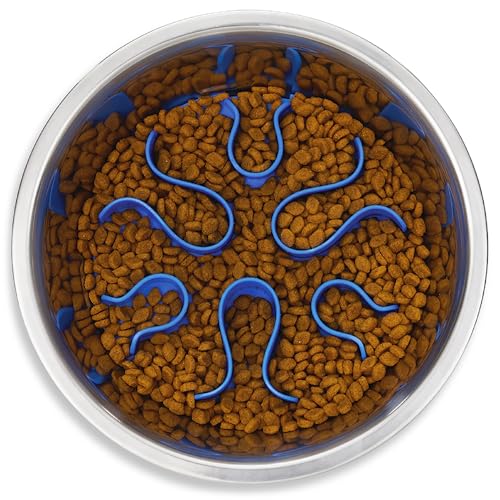 Outward Hound Fun Feeder Stainless Steel Slo Bowl for Dogs, 8.3", Medium (Pack of 12) - color: Stainless Steel, size: Medium (Pack of 12)