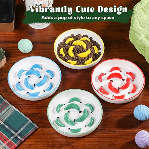 Ceramic Slow Feeder Cat Bowl, 6.3'' Wide Whisker Friendly Cat Puzzle Feeder - color: Bright Blue, size: 1.2"H Standard