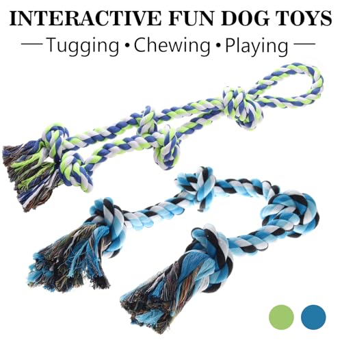 Rope Toy for Dogs, 2 Pack Large Dog Rope Toys for Aggressive Chewers, Heavy Duty Dog Toys for Large Medium Breed, Indestructible Tough Rope Chew Toys Tug of War Dog Toy Teeth Cleaning - color: 2pcs blue green