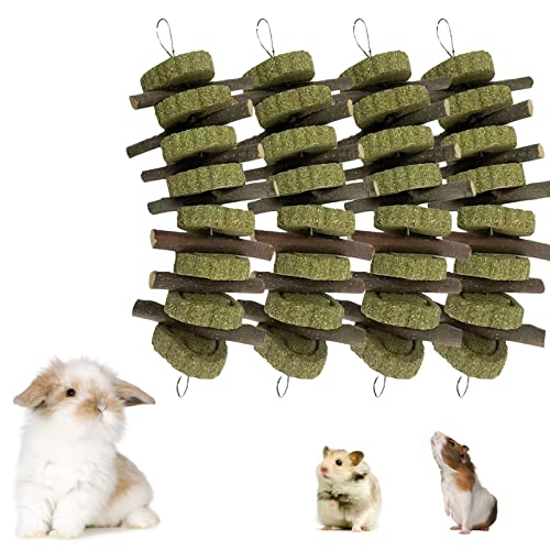 kathson Rabbit Chew Toys,Bunny Grind Teeth 100% Natural Organic Apple Wood Stick Improve Rodent Health Rabbits Hamsters Squirrel Guinea Pig(4 Pieces) - color: 【Style C】