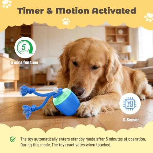 Interactive Dog Toys, Automatic Moving and Rolling Dogs Toy with Rope for Medium/Large Dogs, Interactive Dog Ball to Keep Them Busy(Blue) - color: Blue, size: Medium Large