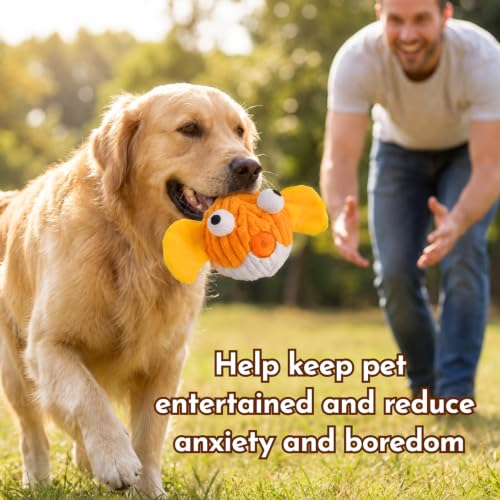 Dog Toys for Small Dogs, Squeak Plush Dog Toy with Crinkle Fins for Medium Breeds, Tough Stuffed Animal Puppy Chew Toys for Teething, Interactive Pet Supplies to Keep Them Busy - color: Fish