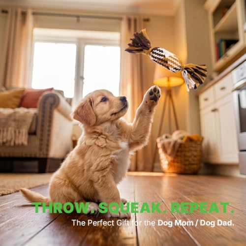 Dog Squeak Toy, Interactive Cotton Dog Rope Toy, Dog Toys to Keep Them Busy - color: Candy Chew