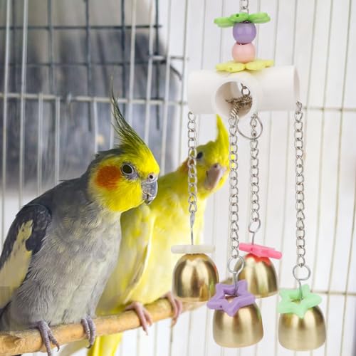 Wontee Bird Parrot Bells Toy with Sweet Sound for Parakeet Cockatiel, B - style: B (Bird Bell Toy)