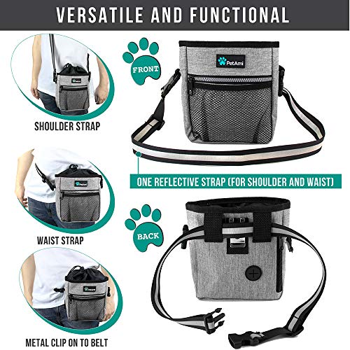 PetAmi Hands Free Dog Treat Pouch for Training and Walking, Gray - color: Heather Gray