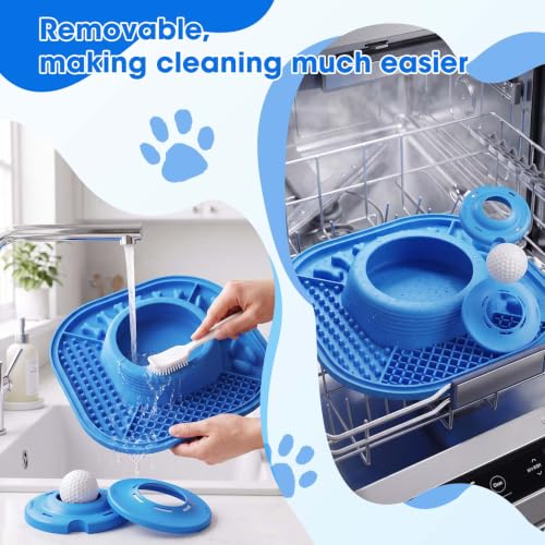 VIOWEY 3-in-1 Dog Slow Feeder Bowl, 10-Inch Removable Large Non-Slip Feeder - color: Blue