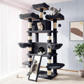 Allewie 82 Inches Large Cat Tree/House/XXL Tall Cat Towers for Big Feline/Scratching Post/Multi-Level Large Kitty Climbing Tree with Condo/Smokey Grey - color: Smoky Grey, size: 82 in