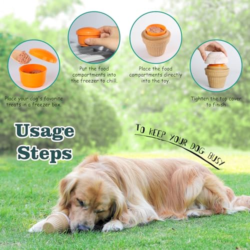 Multi-Functional Interactive Dog Toys for Aggressive Chewers, Indestructible Dog Toys for Medium/Large Breeds,Frozen Dog Treat Dispenser to Keep Them Busy,Reduces Anxiety(Pack of 2) - size: Ice Cream-Pack of 2