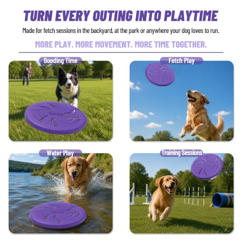 Dog Flying Disc, Flexible TPR Dog Fetch Toy, 9.06 inch, Purple - color: Purple, size: Large