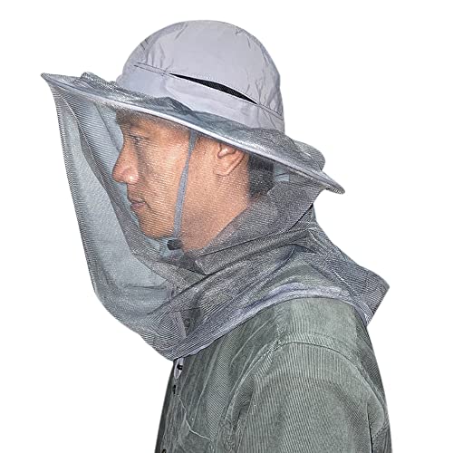 Head net hat Beekeeping Beekeeper bee Veil hat Hunting Netting mesh Hood Cap bee Keeper Catcher Halloween Costume Dark Grey - color: Dark Grey