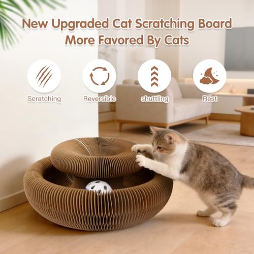 Extensible Magnetic Cat Scratcher Cardboard Toy with Bell Ball - size: 1 Pack