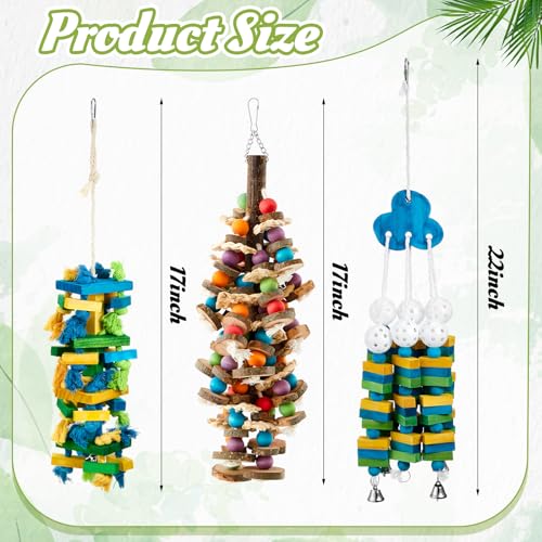 Seenelling 3 Pcs Extra Large Bird Toys for Parrots, Blue Block - style: Blue Block