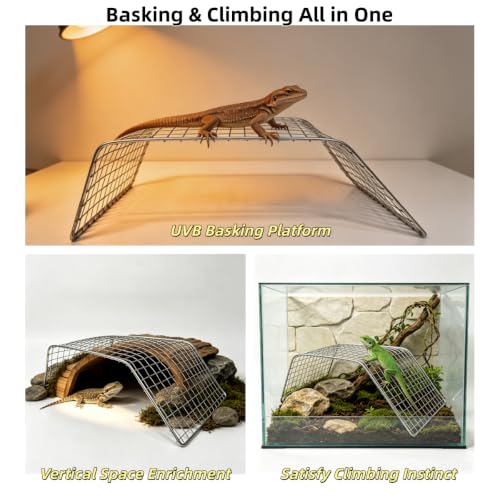 Stainless Steel Reptile Climbing Net – Basking Platform for Bearded Dragon, Leopard Gecko, Blue-Tongued Skink, Turtle – Durable Basking Rock & Ramp for Tank Accessories, Reptile Bed for Sunbathing - size: 30*10CM / 11.8*3.9IN