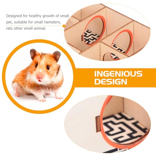 Hemobllo Hamster Wooden Maze Tunnel Activity Toy for Dwarf Hamsters and Mice, Interactive Maze for Small Pets, Fun Exercise Hideout (Pack of 2) - size: 19.8X15.5X6CM (Pack of 2)