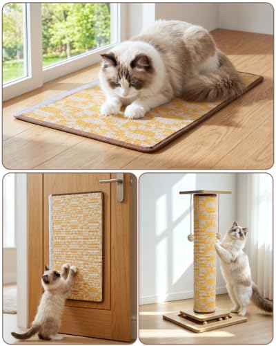 Odoland Cat Scratching Post Replace Mat Natural Sisal Scratcher Pad - color: Sunflower (Only Replace Sisal Mat)