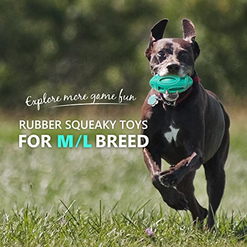 EASTBLUE Dog Toys for Aggressive Chewers, Indestructible Squeaky Football - color: Teal