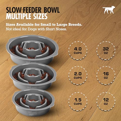 Tuff Pupper Slow Feeder Insert Bowl | Puzzle Maze Slows Down Eating | Elevated Feeder Tray Bowls | Standalone Dog Bowl | Pet Bowls Insert | Easy Clean Dishwasher Safe (2 Cups - Fits 7.5-8 Inch Hole) - size: 2 Cup - 7.5-8 Inch Feeder Holes