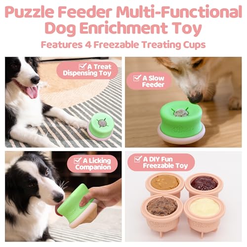 Puzzle Feeder Dog Puzzle Toys, Interactive Enrichment Dog Toys for Mental Stimulation, Slow Feeding, Treat Dispensing, and Freezable Fun to Keep Them Busy,Pink - color: Multicolour, size: Medium