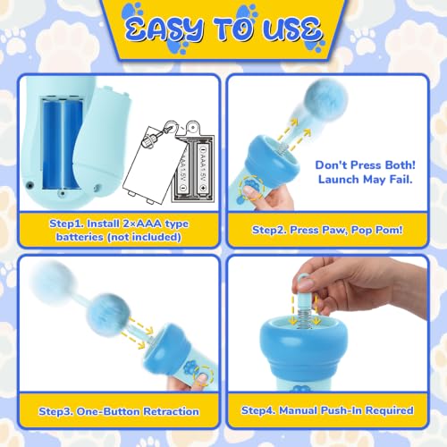 Interactive Cat Toy for Indoor with Launcher Ball One-Click Recycling - color: Blue