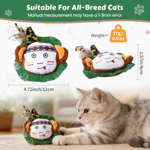 Catnip Interactive Cat Toys Plush Feather Indoor Cats Anxiety Relief Monkey - color: Monkey