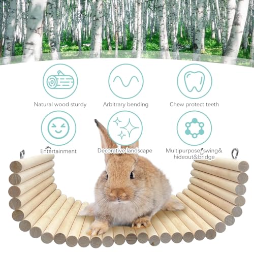Hamiledyi Chinchilla Wooden Suspension Bridge Platform Toy, Small Animal Climbing Toys for Guinea-Pigs Sugar Glider Squirrel and Other Small Animals (Birch)