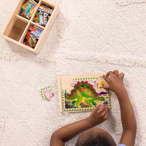 Melissa & Doug 4-in-1 Wooden Dinosaur Puzzles, 48-Piece Jigsaw Puzzle Set - style: Dinosaurs